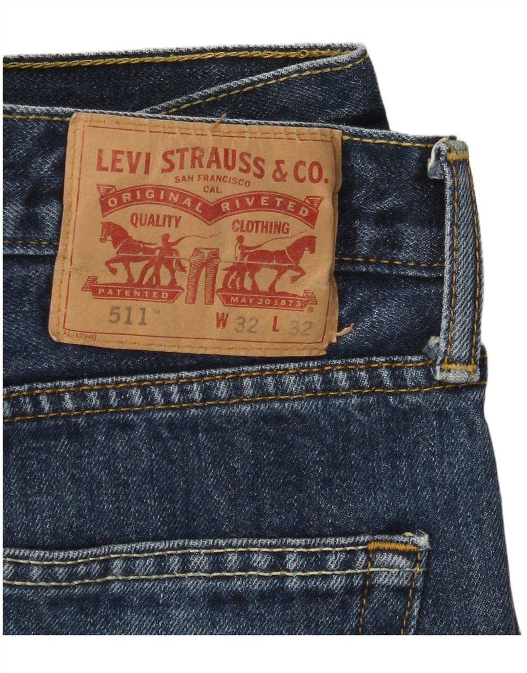 LEVI'S Mens 511 Distressed Slim Jeans W32 L29 Μπλε βαμβακερό