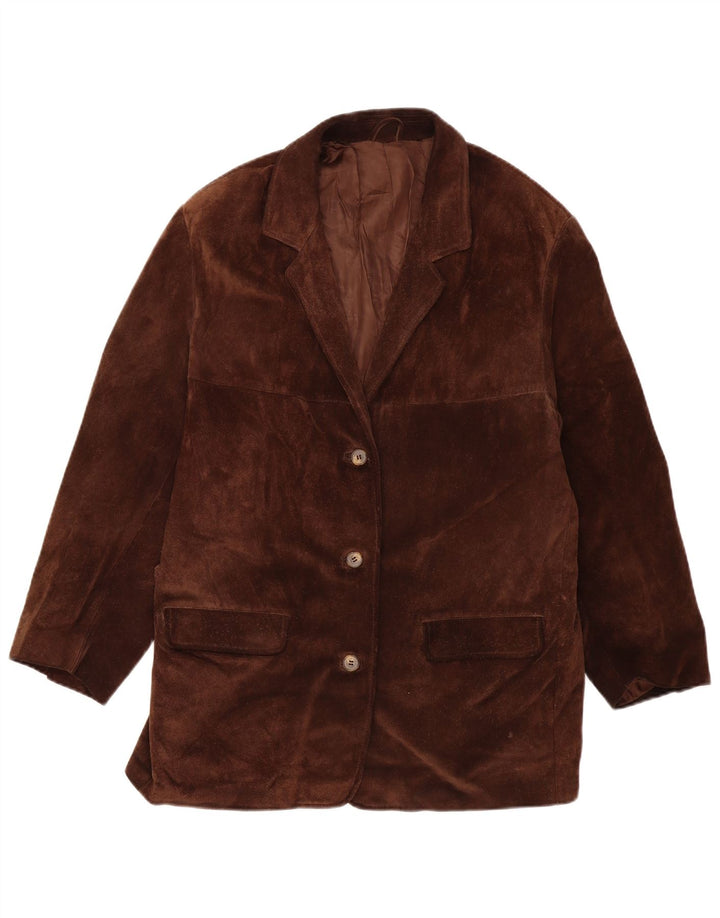 Vintage Γυναικείο Oversized Windbreaker Jacket UK 14 Medium Brown Δερμάτινο