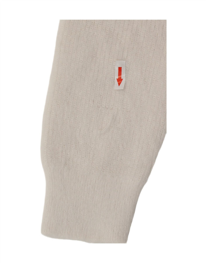 Zara Γυναικείο πουλόβερ με V λαιμόκοψη UK 10 Small White Polyester