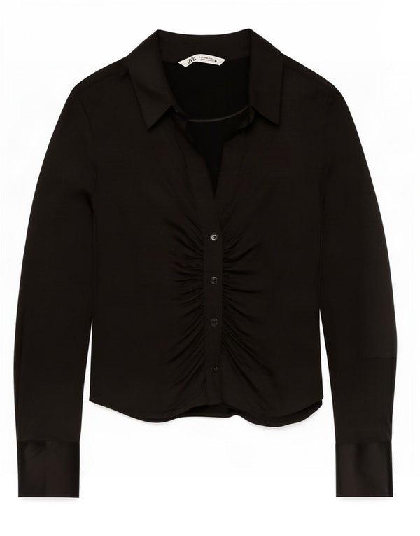 Zara Γυναικεία Μπλούζα UK 12 Medium Black