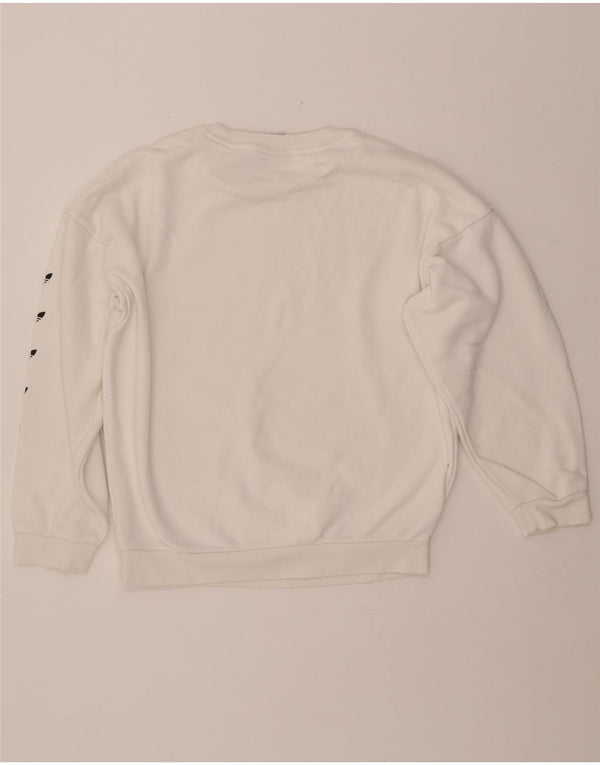 Γυναικείο γραφικό φούτερ μεγάλου μεγέθους ADIDAS Jumper UK 8 μικρό λευκό βαμβακερό