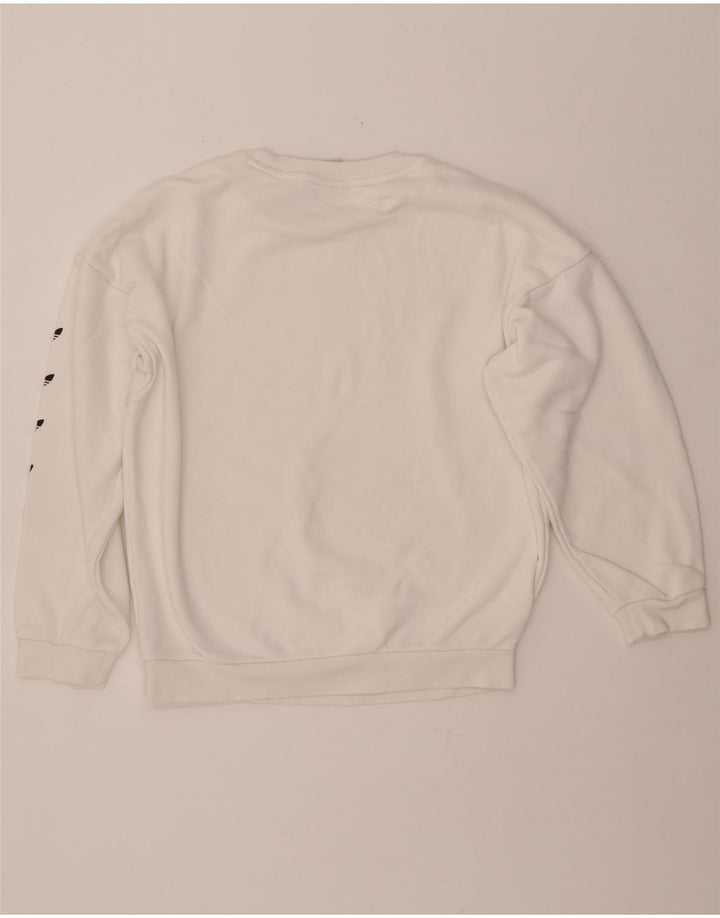 Γυναικείο γραφικό φούτερ μεγάλου μεγέθους ADIDAS Jumper UK 8 μικρό λευκό βαμβακερό