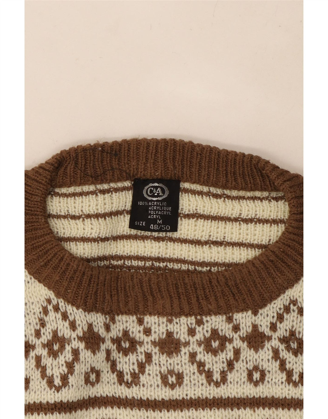 Ανδρικό πουλόβερ C & A Crew Neck Jumper IT 48/50 Medium Beige Fair Isle