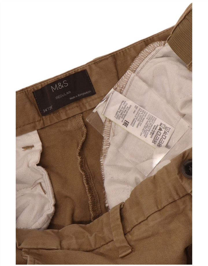 Marks & Spencer Ανδρικό παντελόνι Chino Regular W34 L29 Καφέ βαμβακερό