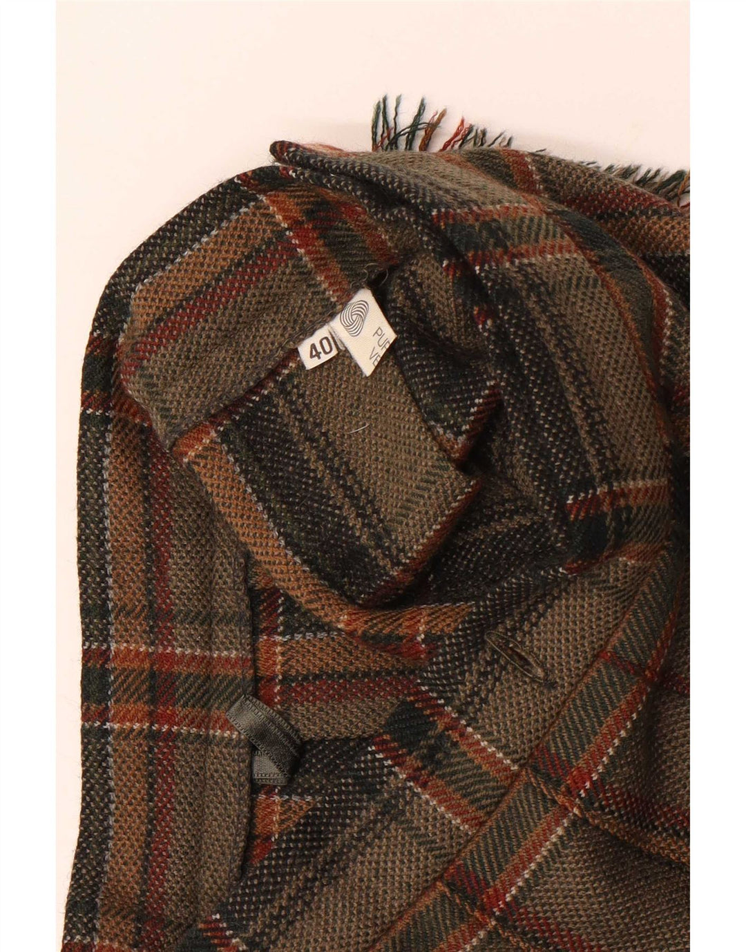 Vintage Γυναικεία Midi Wrap Φούστα IT 40 Small W24 Καφέ καρό μαλλί