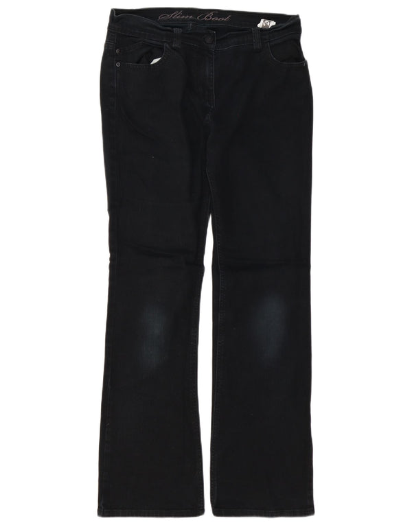 Marks & Spencer Γυναικεία Slim Bootcut Jeans UK 12 Medium W32 L30 Black Cotton