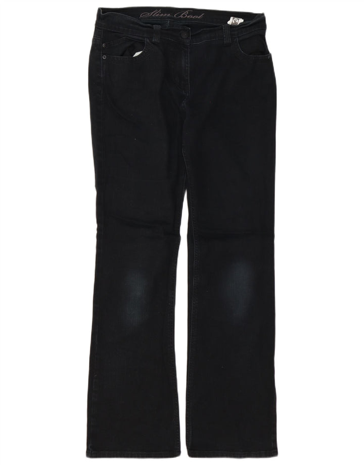 Marks & Spencer Γυναικεία Slim Bootcut Jeans UK 12 Medium W32 L30 Black Cotton