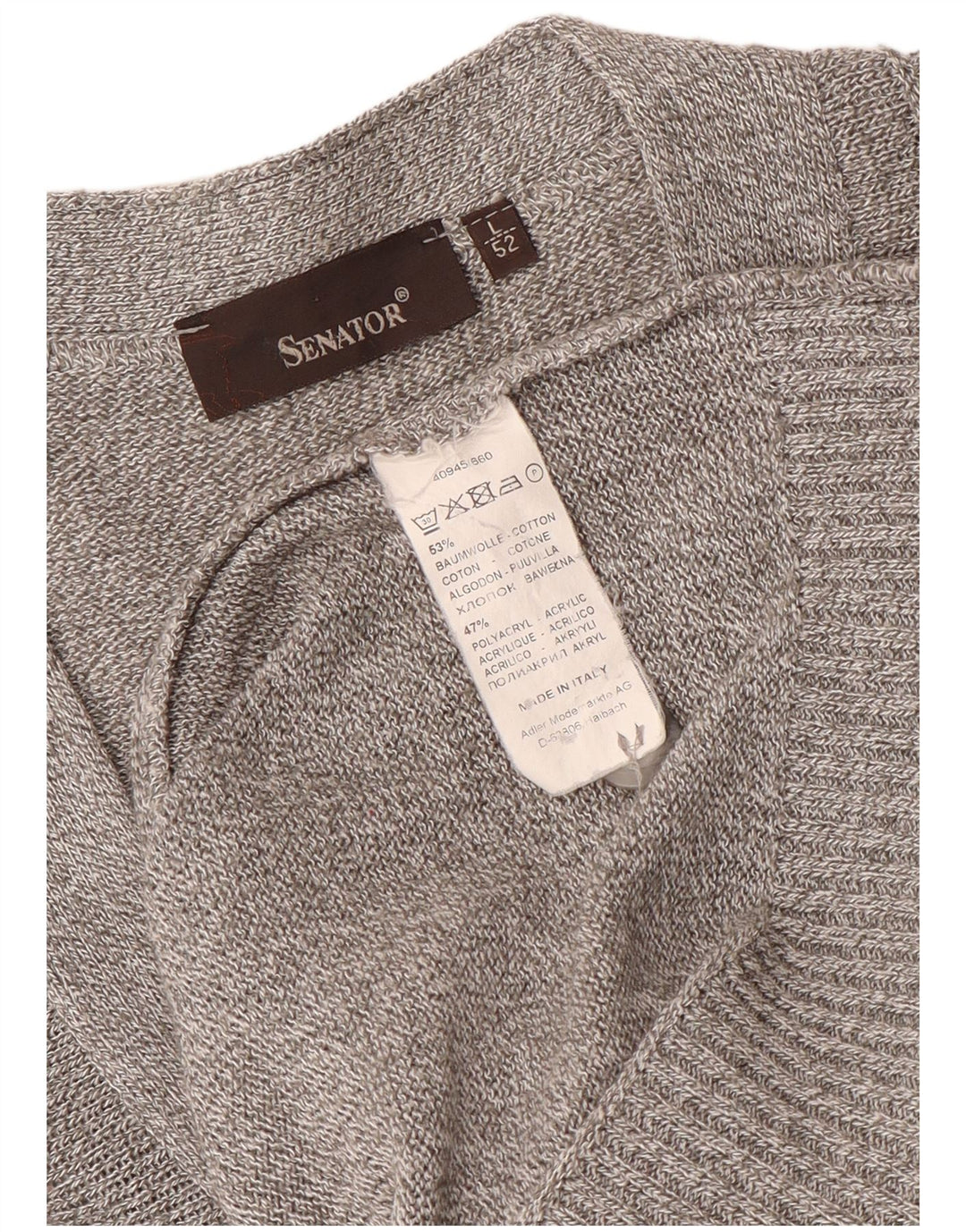 Ανδρικό πουλόβερ Senator Cardigan IT 52 μεγάλο γκρι ριγέ βαμβακερό