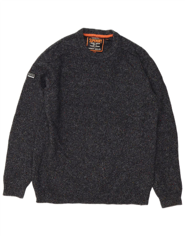 Superdry Ανδρικό πουλόβερ με λαιμόκοψη με μεγάλο γκρι μαλλί