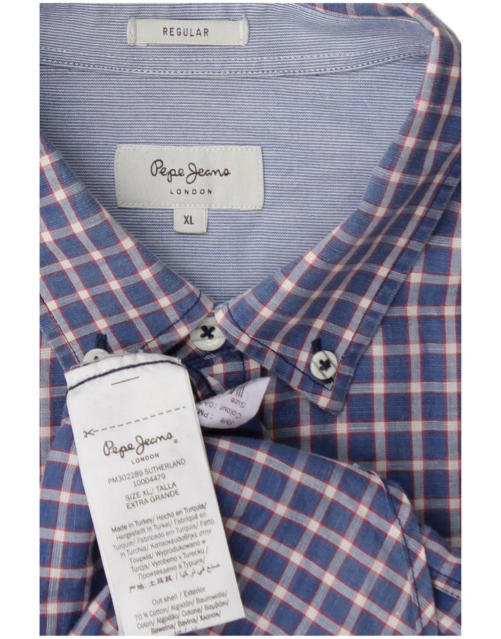 Ανδρικό πουκάμισο PEPE JEANS XL Blue Check Cotton