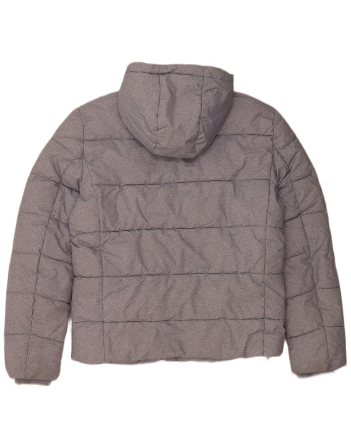 SUPERDRY Mens Hooded Padded Jacket UK 38 Medium Grey Polyester