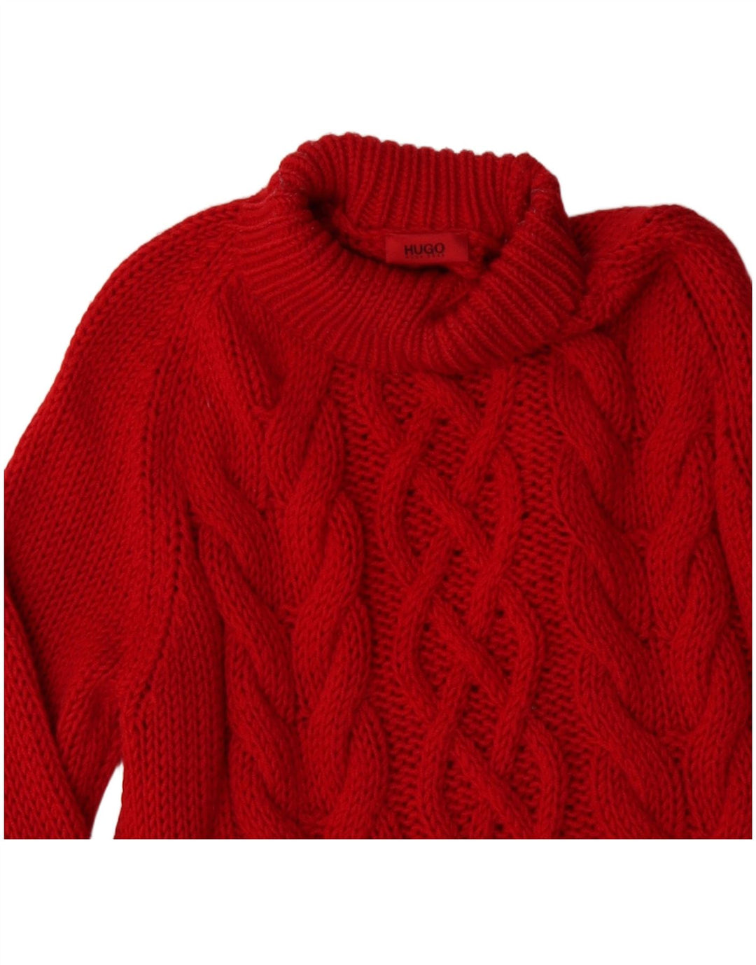 HUGO BOSS Γυναικείο πουλόβερ με λαιμό χελώνα UK 16 μεγάλο κόκκινο μαλλί