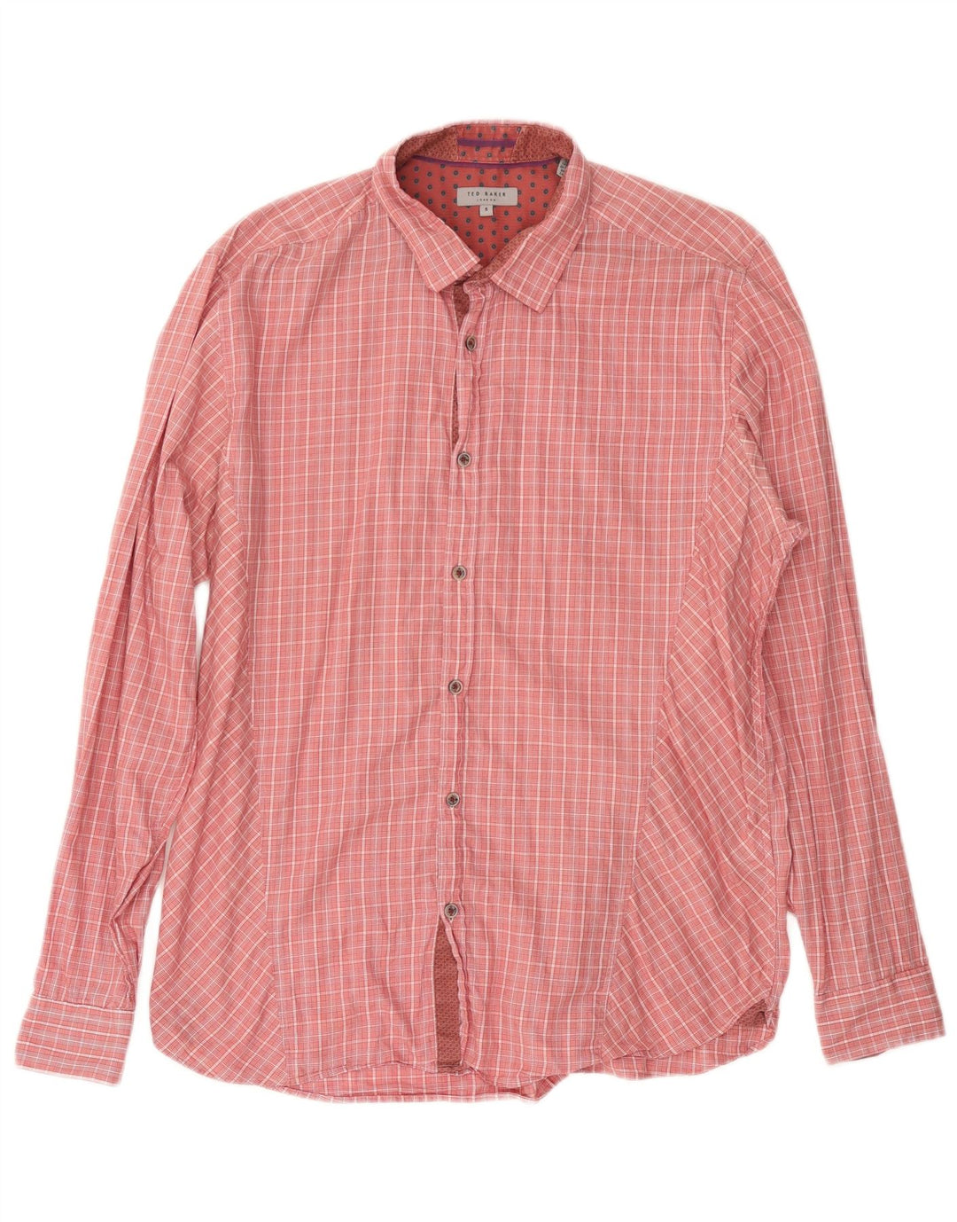 TED BAKER Ανδρικό πουκάμισο νούμερο 5 XL Pink Check Cotton