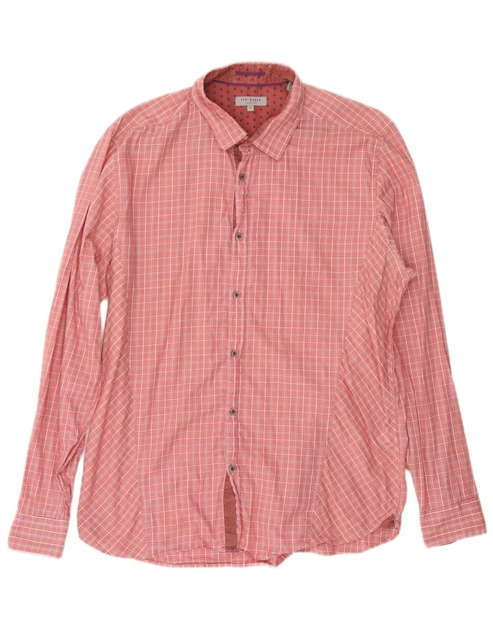 TED BAKER Ανδρικό πουκάμισο νούμερο 5 XL Pink Check Cotton