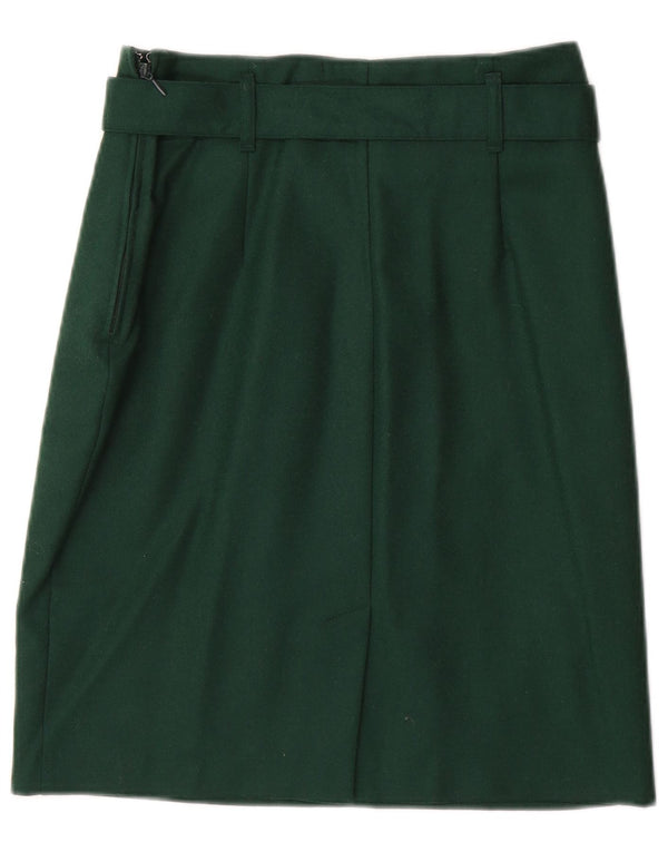 Benetton γυναικεία φούστα ψηλόμεση A-line IT 42 Medium W26 Green Wool