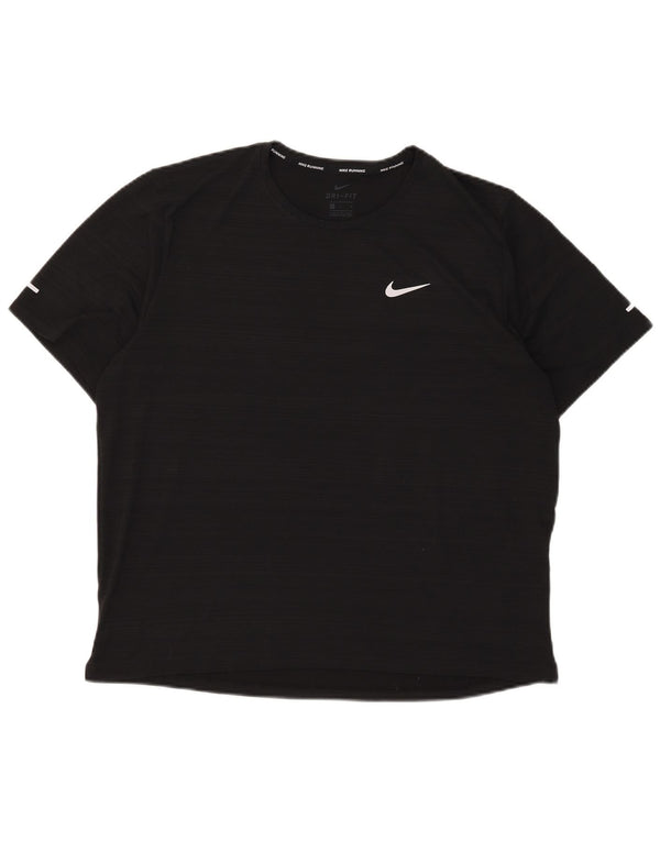 Ανδρικό μπλουζάκι Nike Dri Fit Top Large Μαύρο Ρίγα Πολυεστέρας
