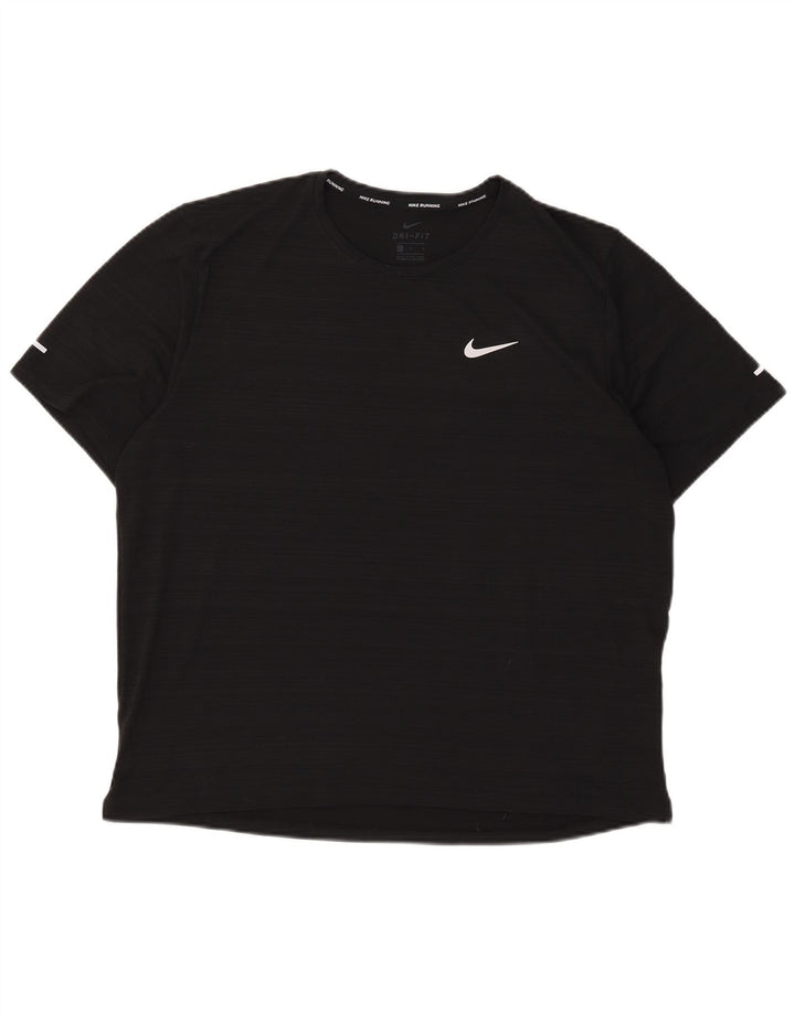 Ανδρικό μπλουζάκι Nike Dri Fit Top Large Μαύρο Ρίγα Πολυεστέρας