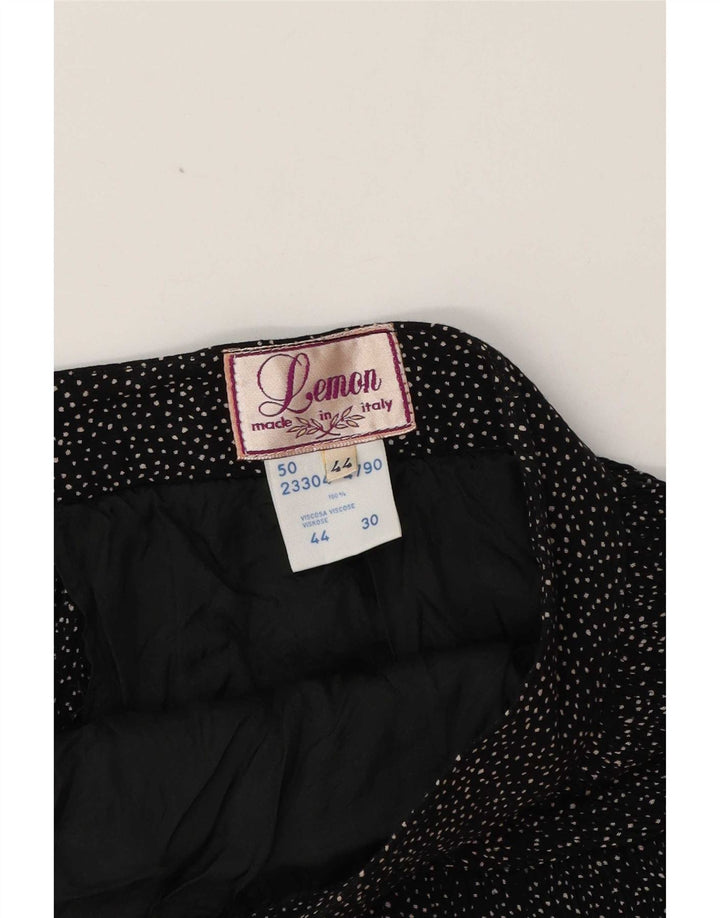 Lemon Γυναικεία Midi Φούστα IT 44 Medium W30 Black Spotted Viscose