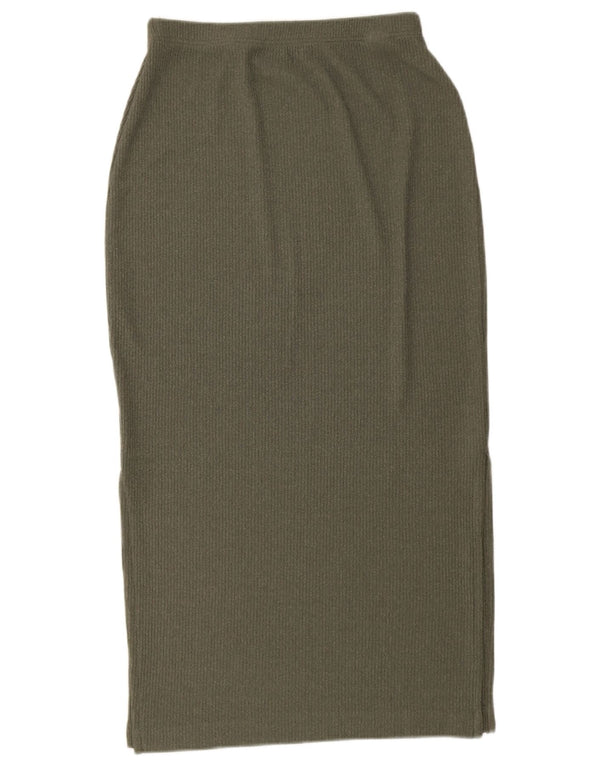 Marks & Spencer Γυναικεία πλεκτή Midi φούστα UK 12 Medium W28 Khaki Polyester