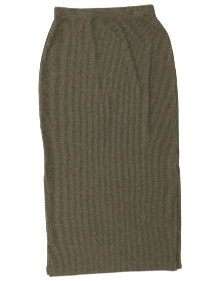 Marks & Spencer Γυναικεία πλεκτή Midi φούστα UK 12 Medium W28 Khaki Polyester