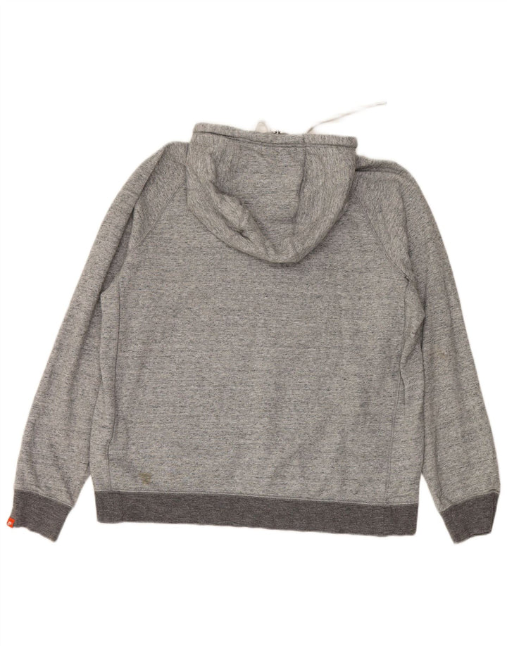NIKE Mens Zip Neck Hoodie Jumper Large Grey Cotton