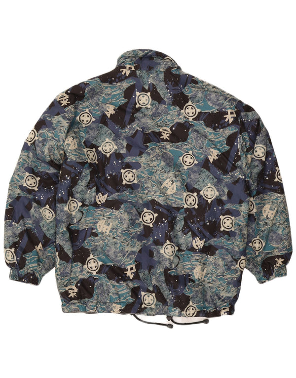 Ανδρικό Vintage Abstract Pattern Loose Fit Windbreaker Jacket UK 36 Small Blue