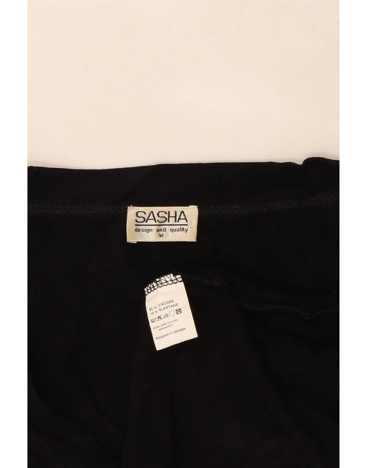 SASHA Γυναικεία Crop Μπλούζα Τοπ UK 12 Medium Black Viscose