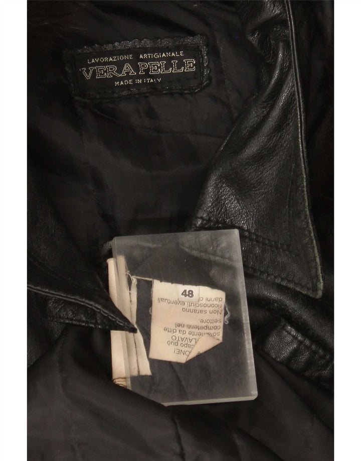 Vintage Γυναικείο Δερμάτινο Παλτό IT 48 XL Μαύρο