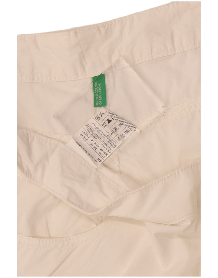 BENETTON Γυναικείο Casual Σορτς UK 14 Large W38 Λευκό βαμβακερό
