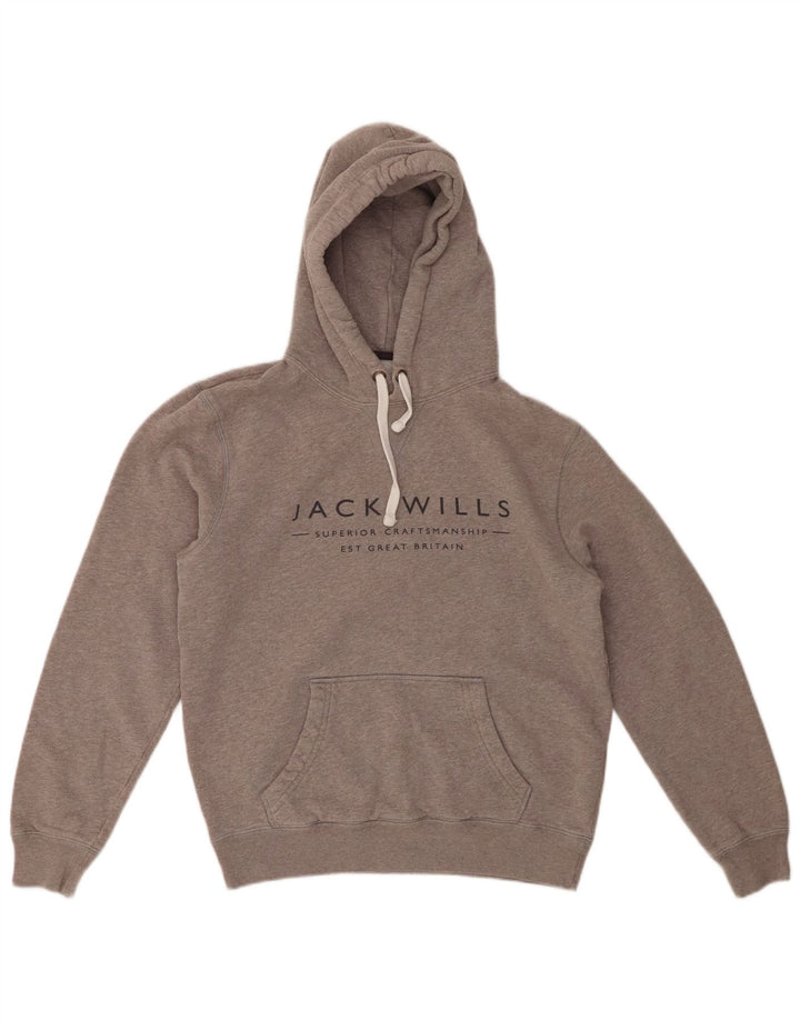JACK WILLS Γυναικείο γραφικό υπερμεγέθη κουκούλα UK 6 XS γκρι βαμβακερό