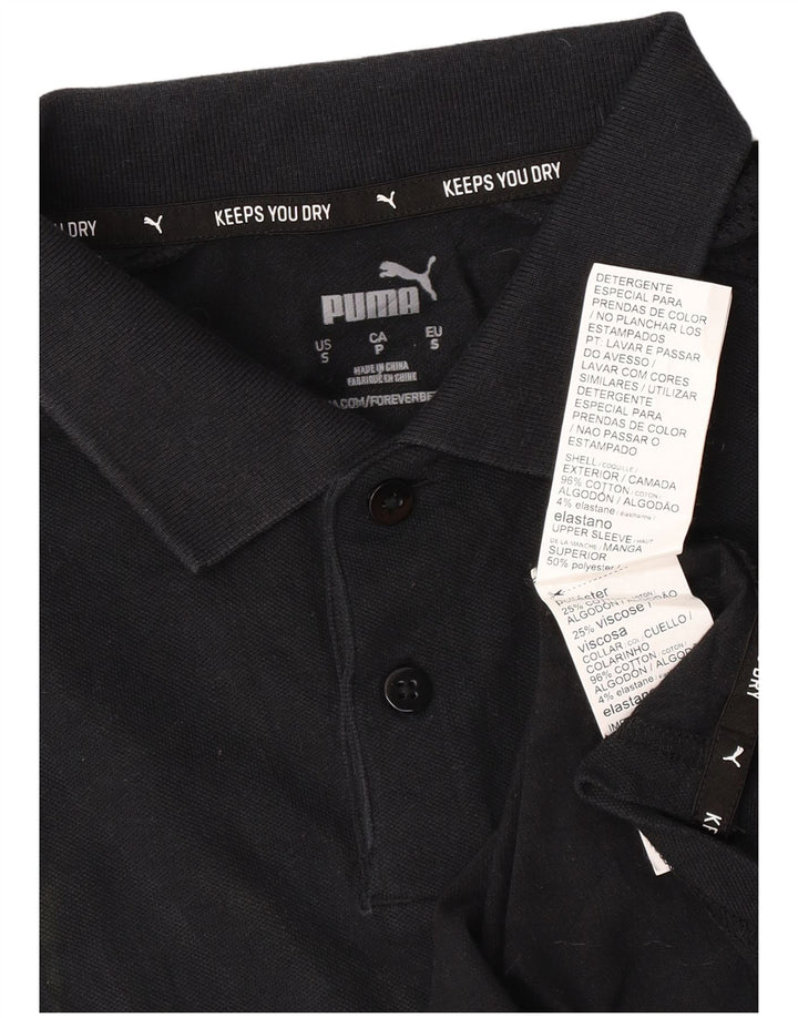 Ανδρικό μπλουζάκι πόλο Puma μικρό μαύρο βαμβακερό