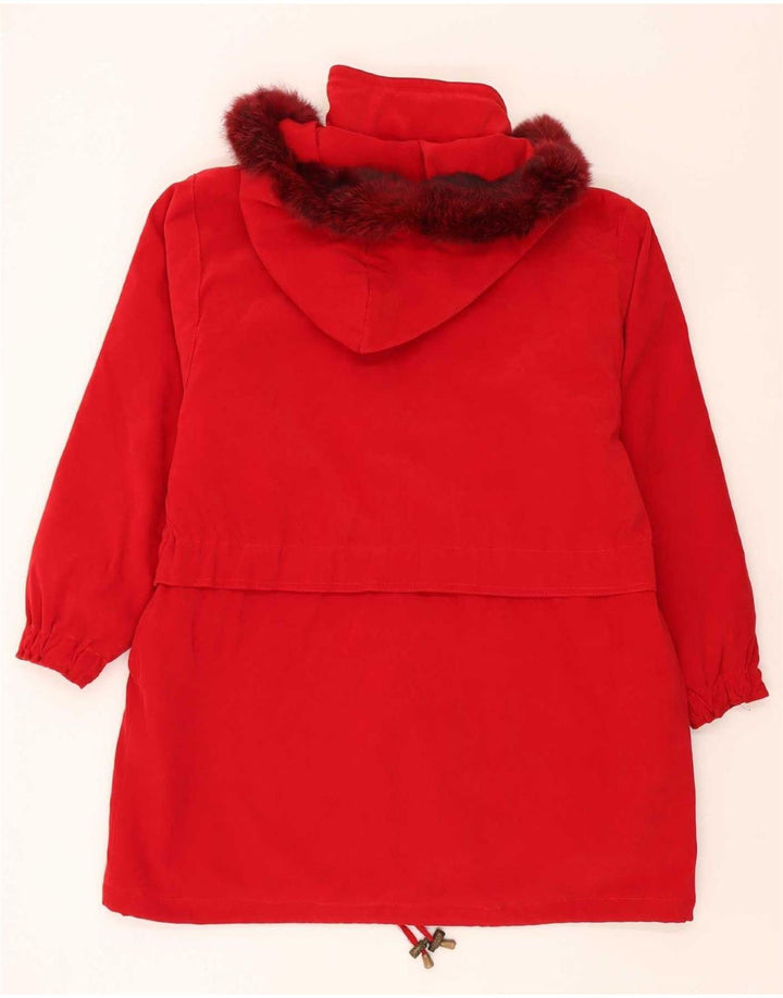 Vintage γυναικείο μπουφάν Parka με κουκούλα μεγάλου μεγέθους UK 18 XL κόκκινο πολυεστέρα