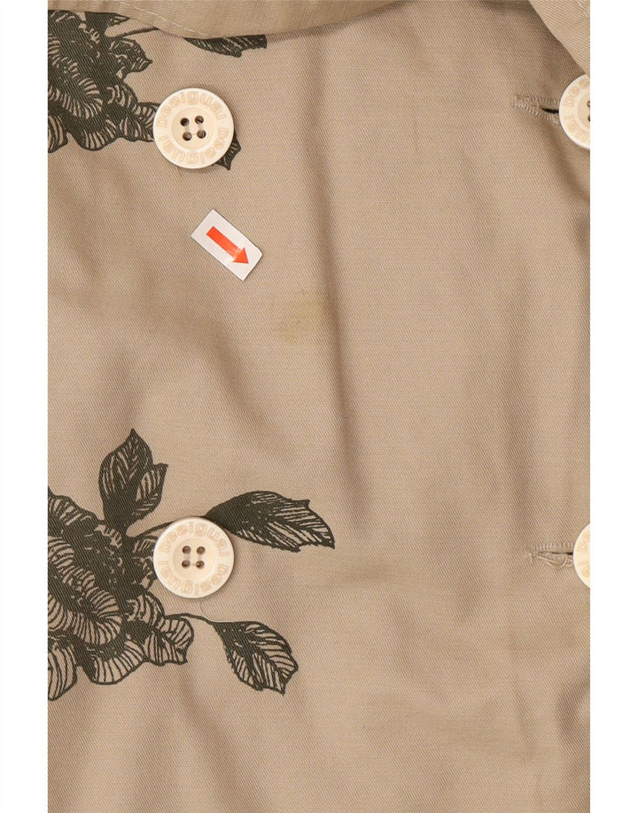 Desigual Γυναικεία καμπαρντίνα με διπλό στήθος EU 38 Medium Beige Floral
