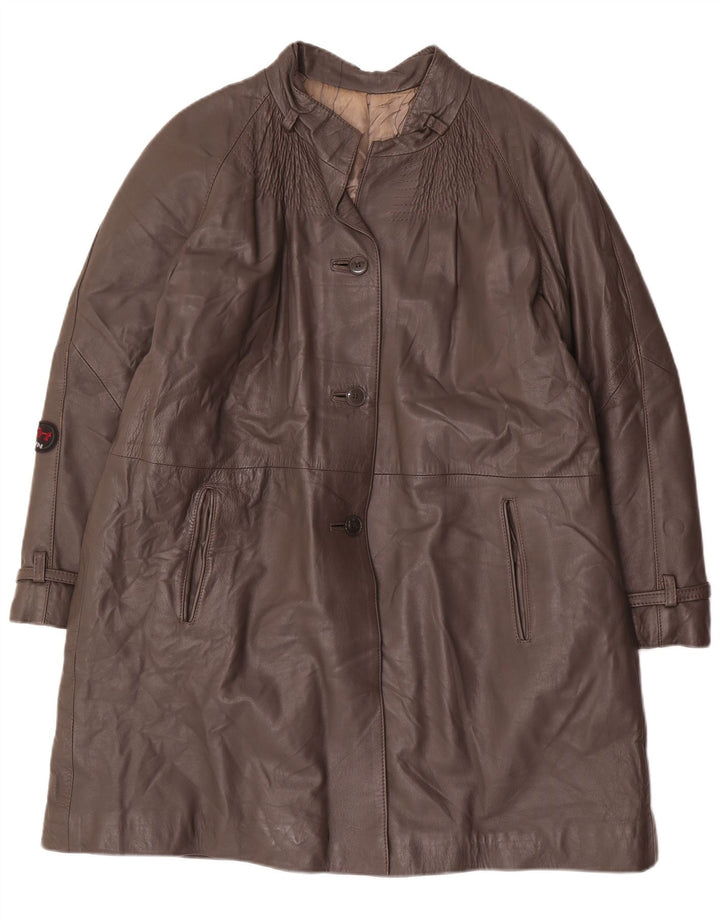 Vintage Γυναικείο Δερμάτινο Παλτό IT 48 XL Γκρι