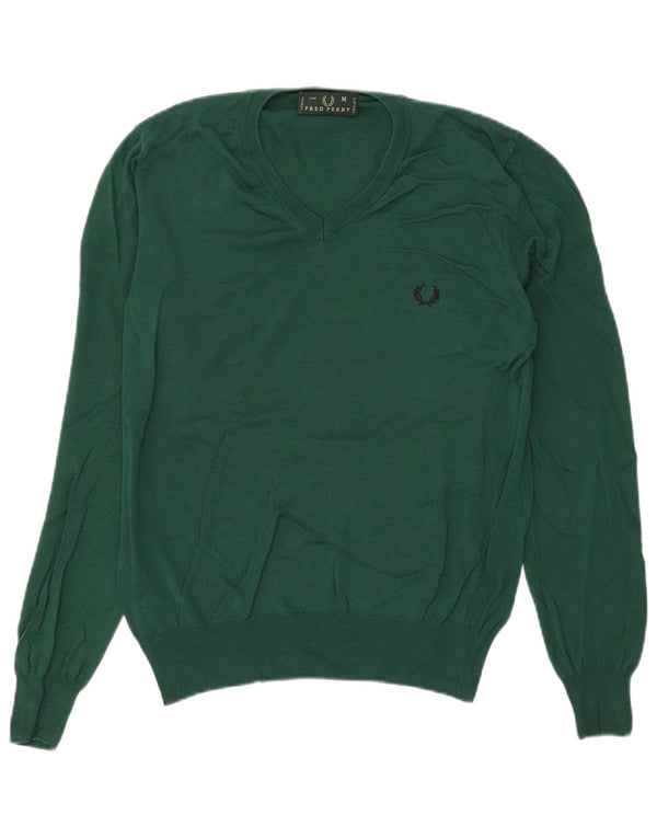 Fred Perry Ανδρικό πουλόβερ με λαιμόκοψη σε μεσαίο πράσινο βαμβάκι