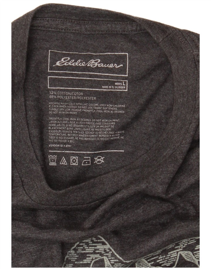 EDDIE BAUER Ανδρικό T-Shirt με γραφικό μπλουζάκι με μεγάλο γκρι βαμβακερό καπάκι