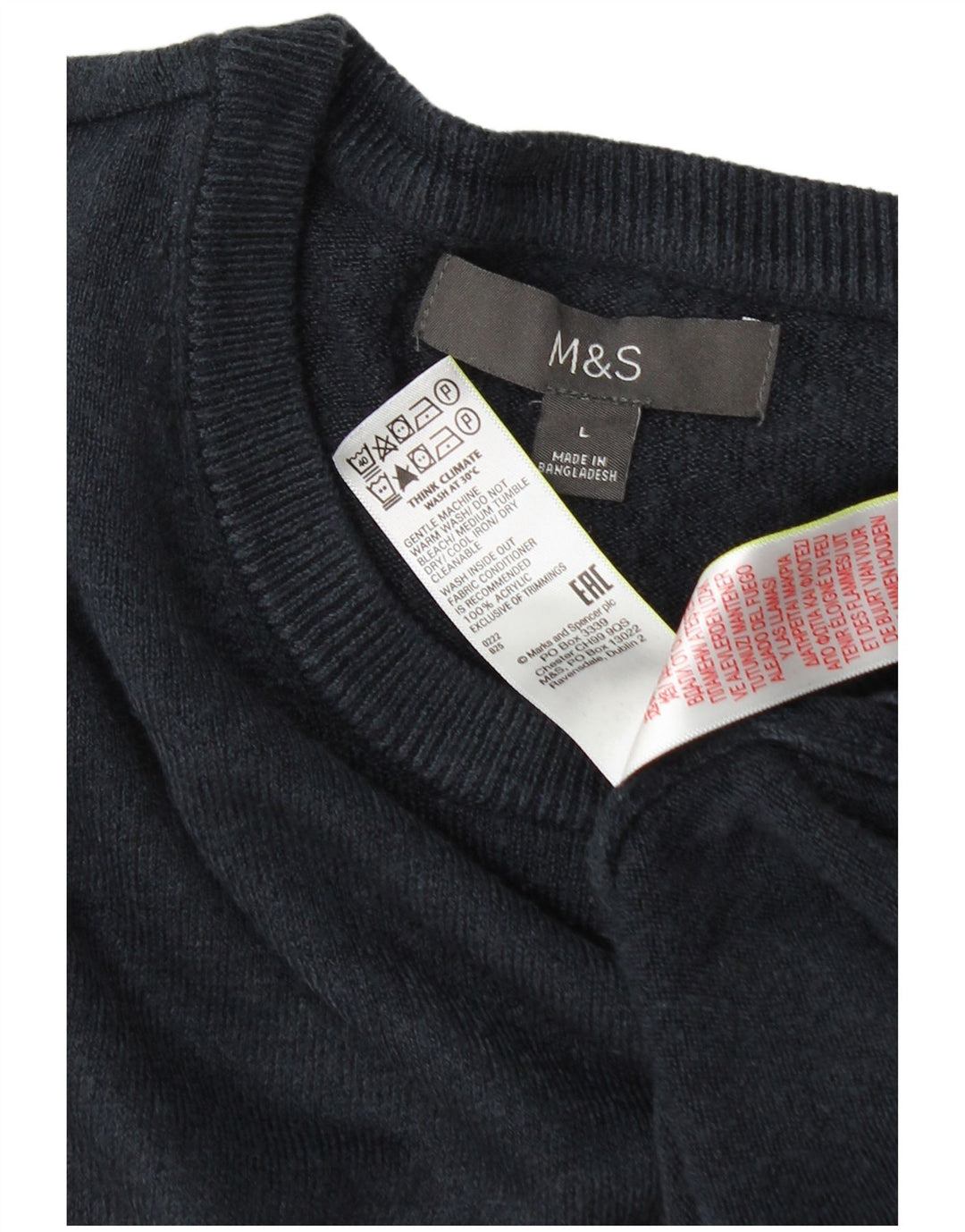 Marks & Spencer Ανδρικό πουλόβερ με λαιμόκοψη μεγάλου μπλε ακρυλικό