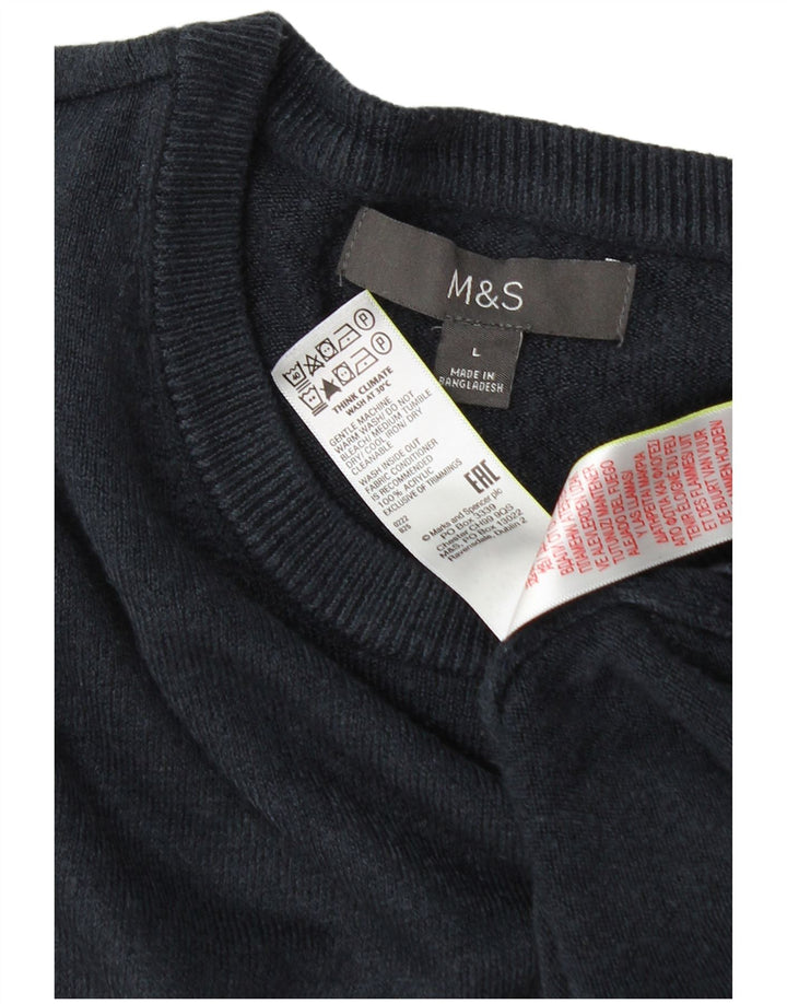 Marks & Spencer Ανδρικό πουλόβερ με λαιμόκοψη μεγάλου μπλε ακρυλικό