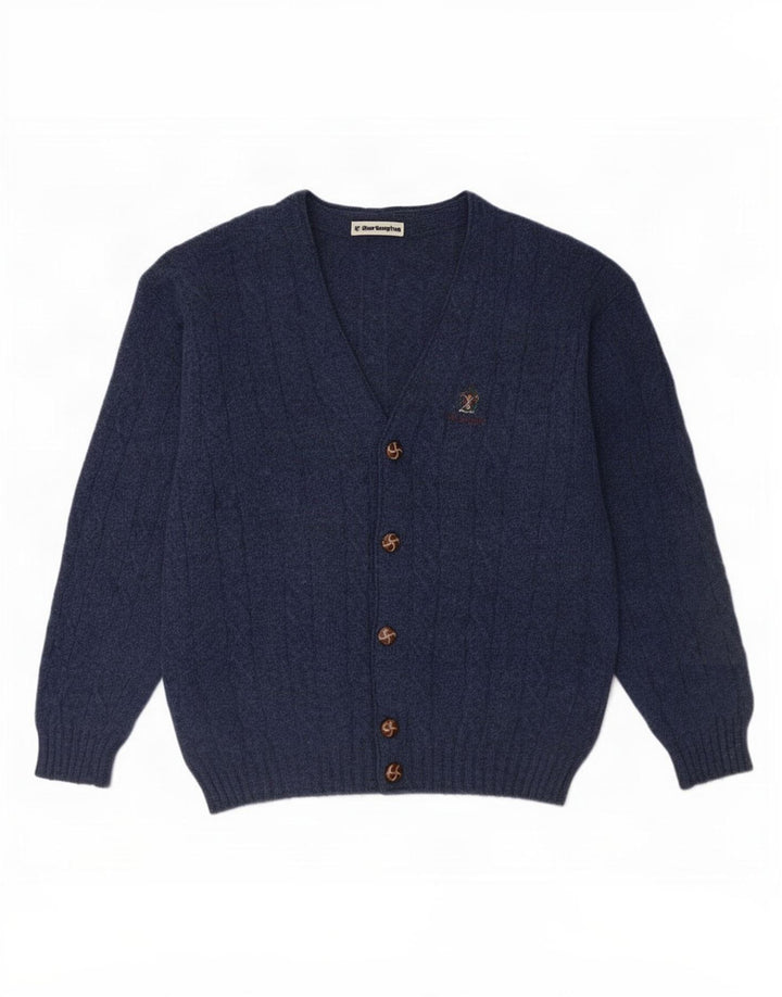 Ανδρικό πουλόβερ με ζακέτα Burlington IT 48 Medium Navy Blue Wool