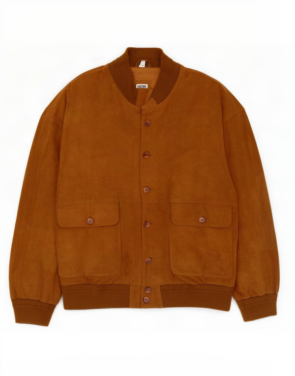 Vintage Ανδρικό Suede Bomber Jacket IT 56 3XL Beige Leather