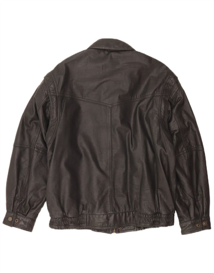 Vintage Ανδρικό Bomber Δερμάτινο Μπουφάν EU 50 Large Μαύρο Δερμάτινο