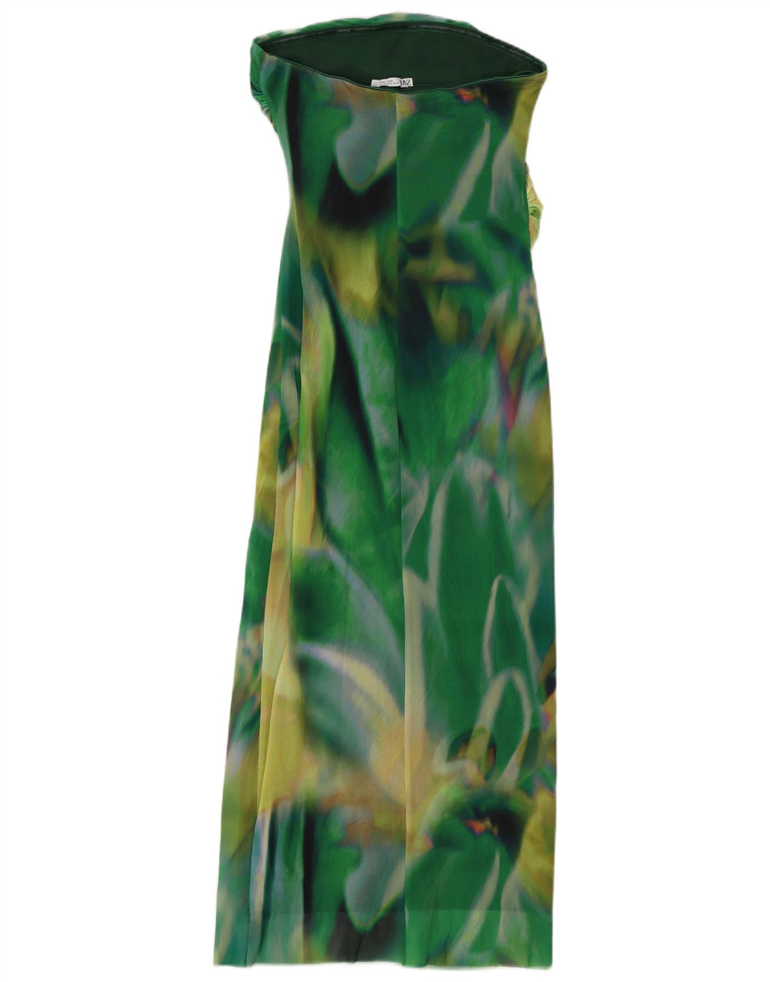 ZARA Γυναικείο φόρεμα Maxi Strapless Abstract Pattern UK 12 Medium Green
