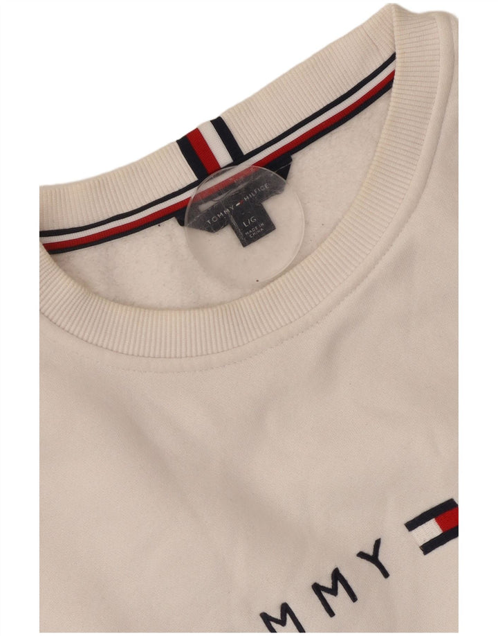 TOMMY HILFIGER Γυναικείο γραφικό φόρεμα UK 16 Large White Colourblock