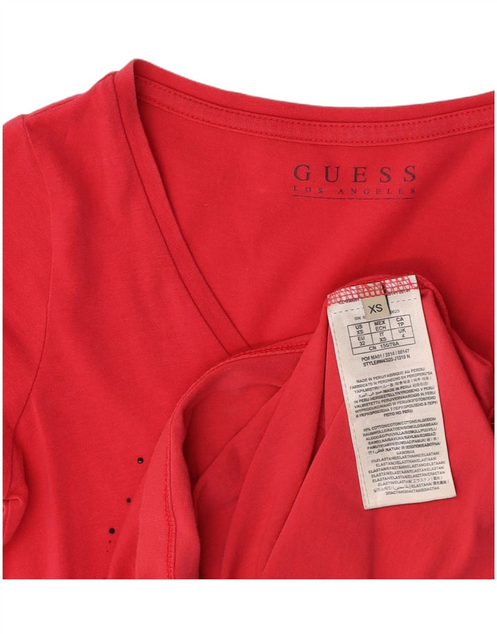 GUESS Γυναικείο T-Shirt Top UK 4 XS Ροζ Βαμβακερό