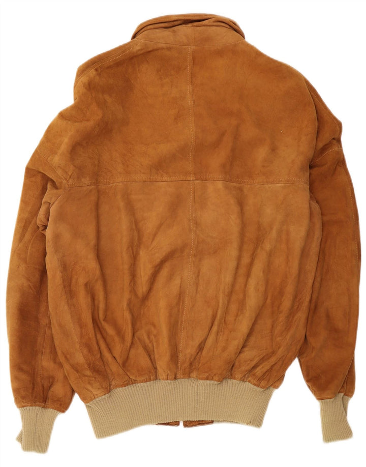 Vintage Ανδρικό Suede Bomber Jacket UK 40 Large Brown Δερμάτινο