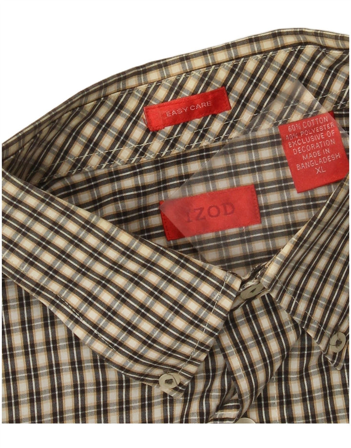 Izod Ανδρικό πουκάμισο Easy Care XL Beige Gingham Cotton
