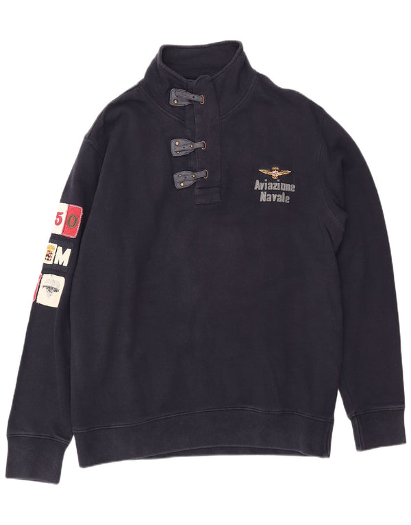 Ανδρική μπλούζα με λαιμόκοψη με γραφικά κουμπιά Aviazione Navale Jumper 3XL Navy Blue