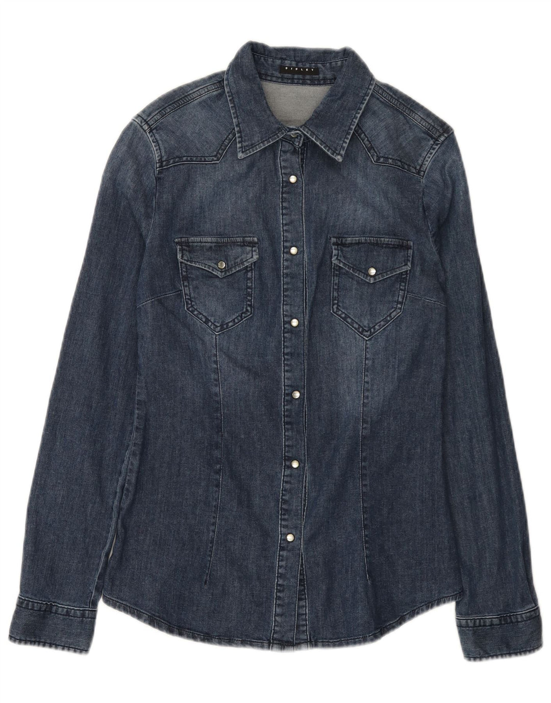 Sisley Γυναικείο τζιν πουκάμισο UK 10 Small Navy Blue