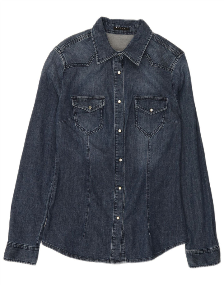 Sisley Γυναικείο τζιν πουκάμισο UK 10 Small Navy Blue
