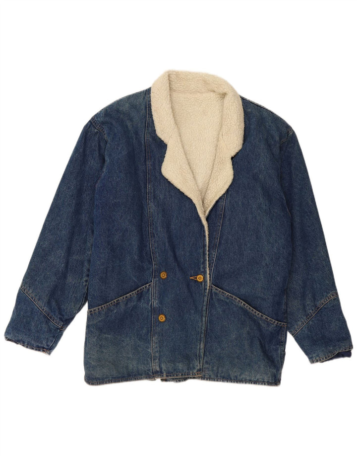 Vintage Γυναικείο Oversized Sherpa Τζιν μπουφάν UK 10 Small Blue